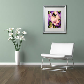 Natasha Wescoat 'Green Eyed Violet' Art, Silver Frame, White Mat, 16x20