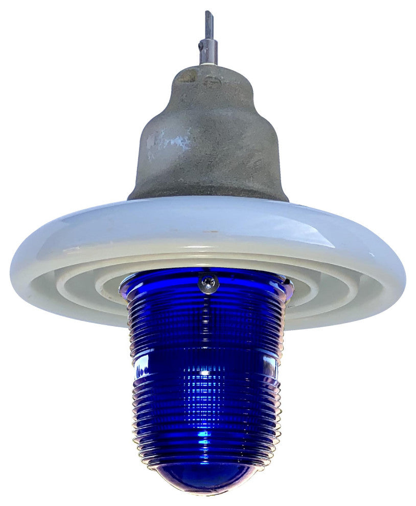 Suspension Insulator Runway Globe Lantern Pendant, Cobalt Blue