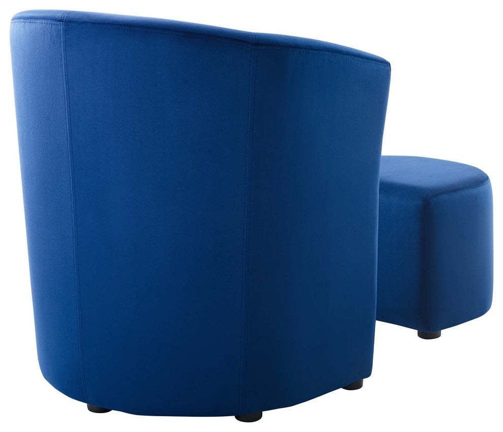Divulge Performance Velvet Arm Chair and Ottoman Set-Navy