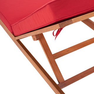 Safavieh Solano Sunlounger, Natural Wood/Red