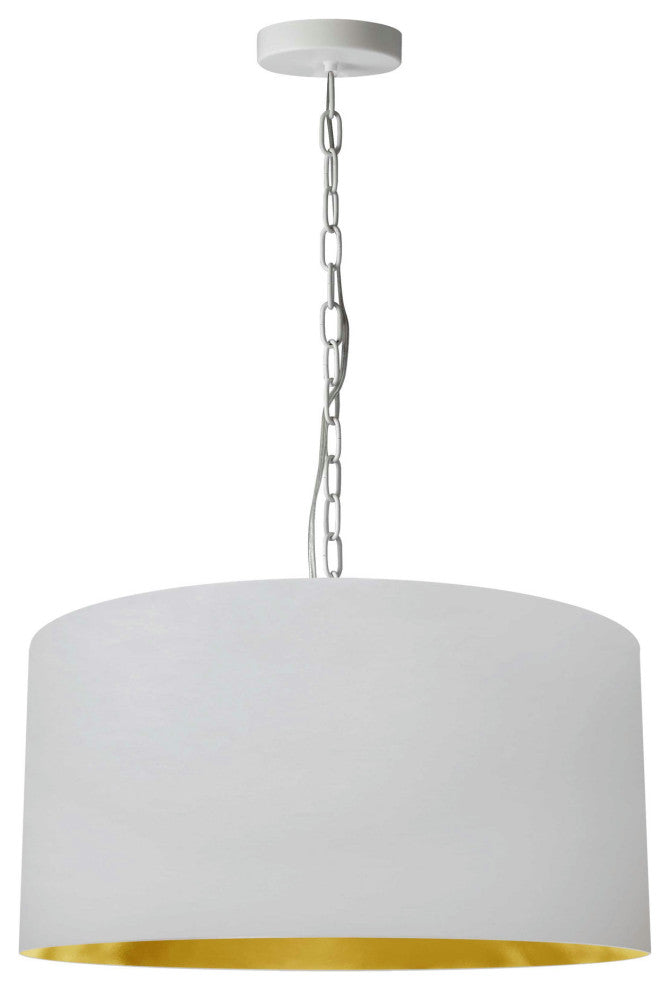 1 Light Medium Braxton White Pendant w/ White/Gold Shade