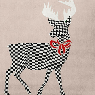 Merry Deer Decorative Throw Pillow, Taupe, 16"x16"