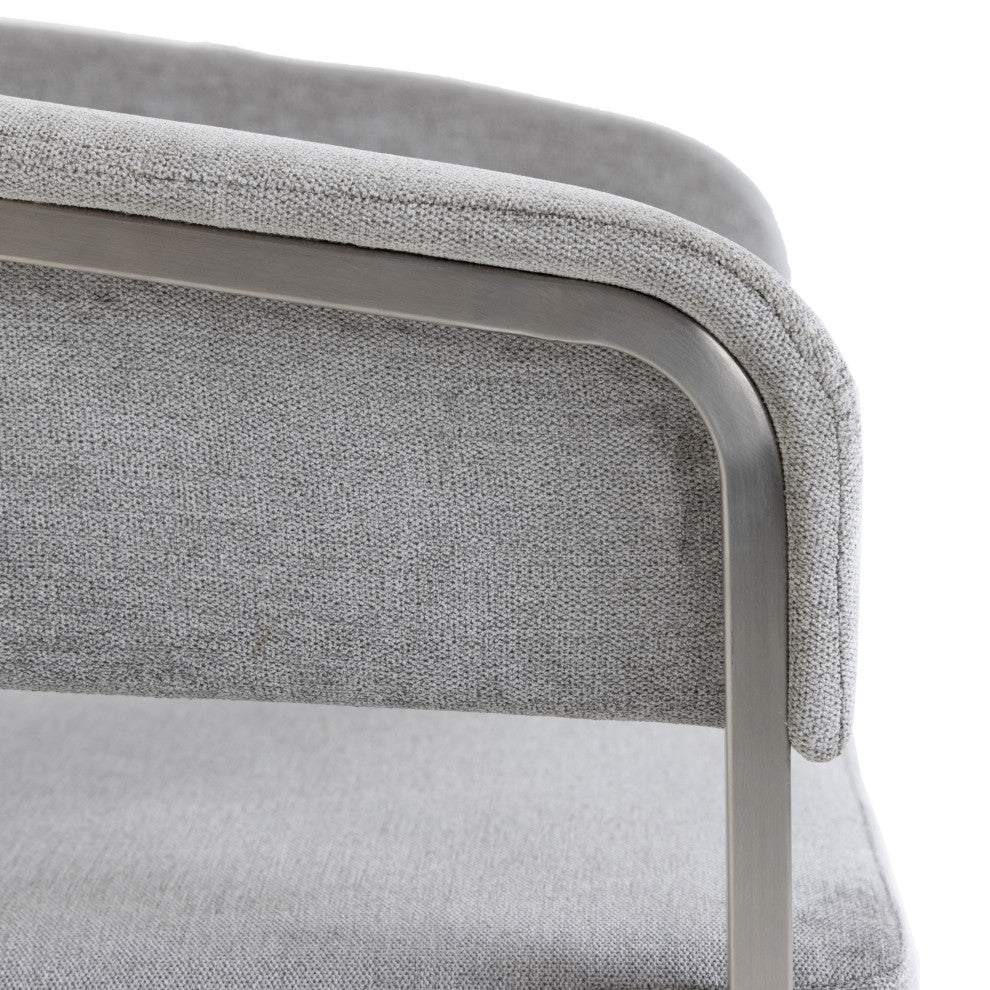 Modrest Sebastian Modern Grey Fabric + Stainless Steel Counter Chair