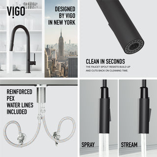 VIGO Greenwich 18" H Single Handle Pull-Down Sprayer Kitchen Faucet, Matte Black, Touchless, Without Extras