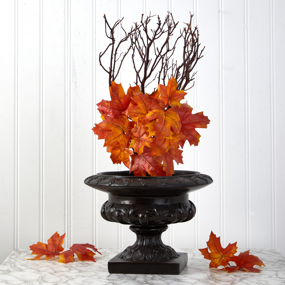18" Autumn Maple Leaf Artificial Flower, Set of 2