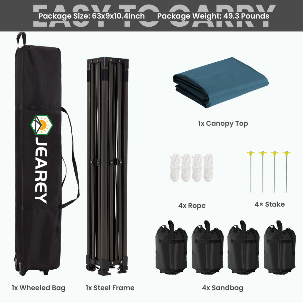JEAREY Pop Up Canopy Tent, Outdoor Canopy, 4 Sand Bags, Navy, 12x12ft
