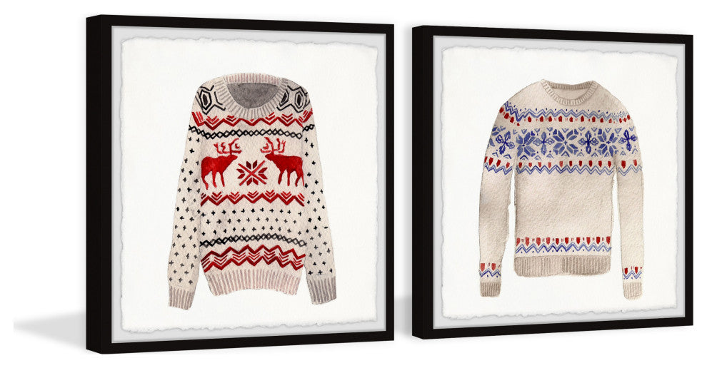 Christmas Sweaters Diptych, 2-Piece Set, 24x24 Panels