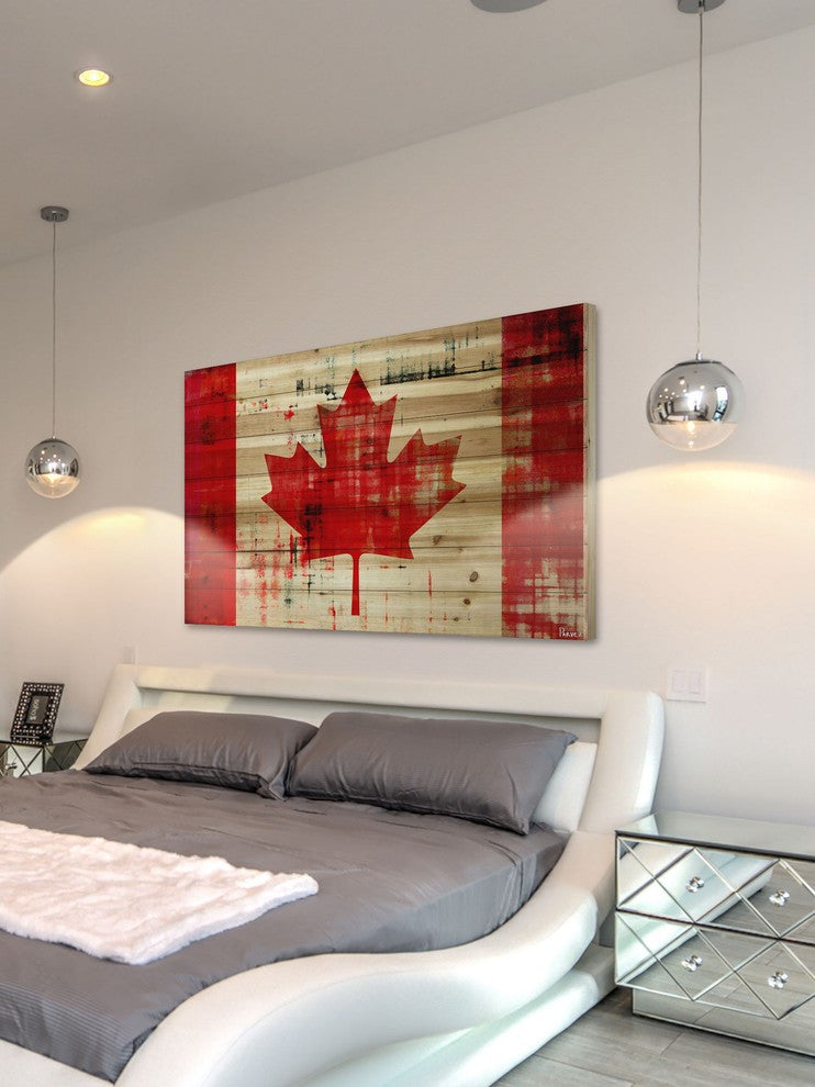 "Great North" Print on Natural Pine Wood, 60"x40"