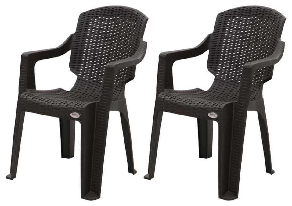 Calista Outdoor Patio Chairs, Set of 2, Brown