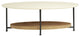 Madison Park Beaumont White Oval Coffee Table With Wood Base Shelf, Coffee Table