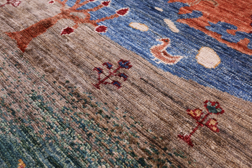 Persian Gabbeh Tribal Handmade Wool Rug 4' 4" X 5' 9" Q10085