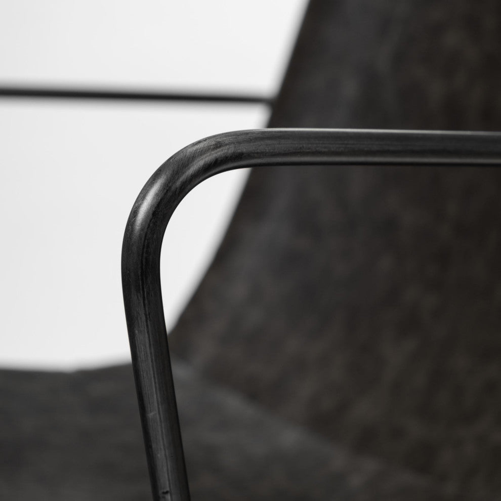 Sawyer Black Faux-Leather Wrap Seat With Black Metal Frame Dining Chair