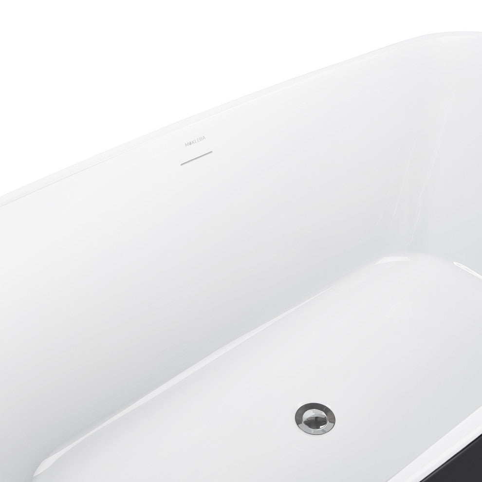 59" Acrylic Roll-Top Flatbottom Non-Whirlpool Bathtub, Black