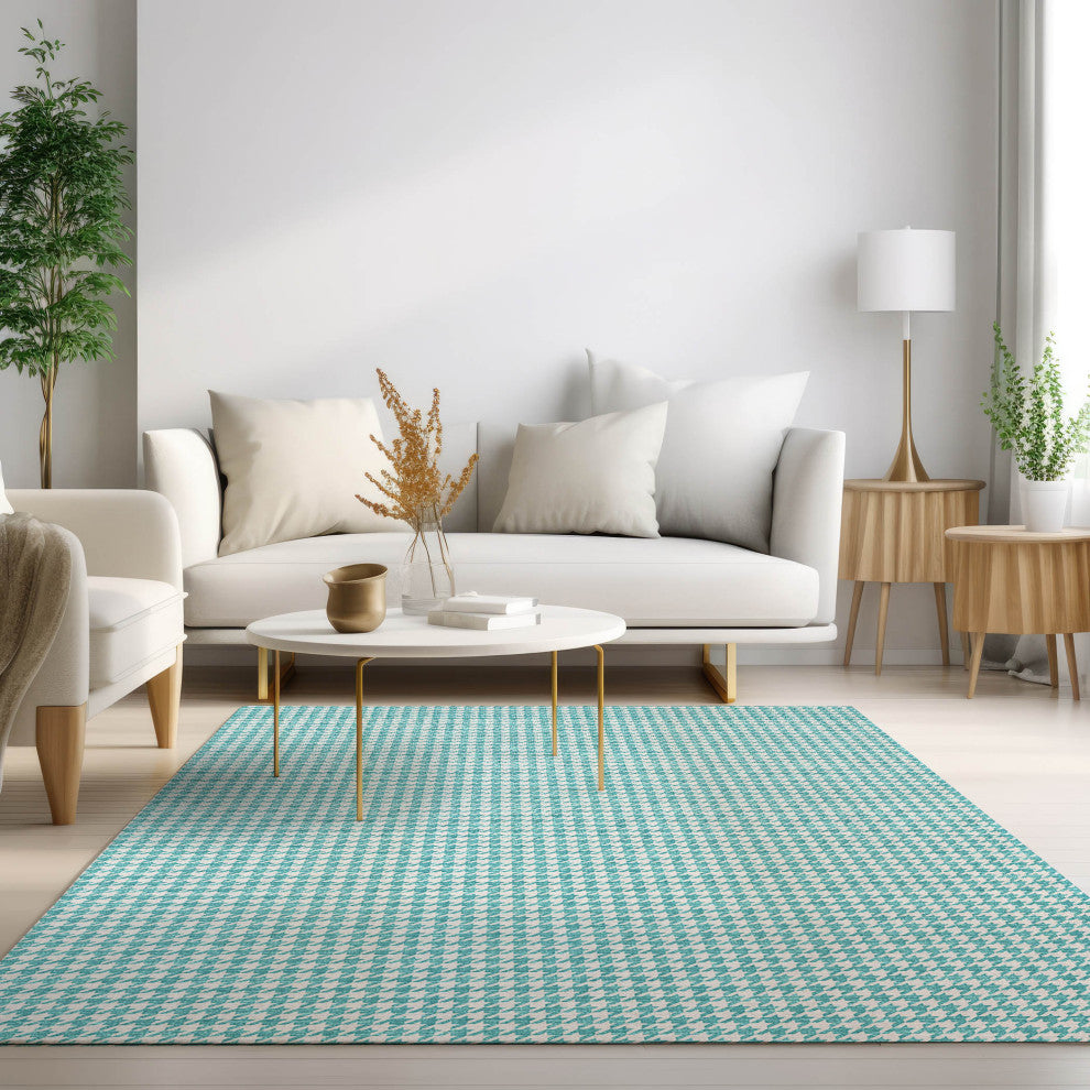 Indoor/Outdoor Hinton HN1 Aqua Machine Washable 8' x 10' Rug
