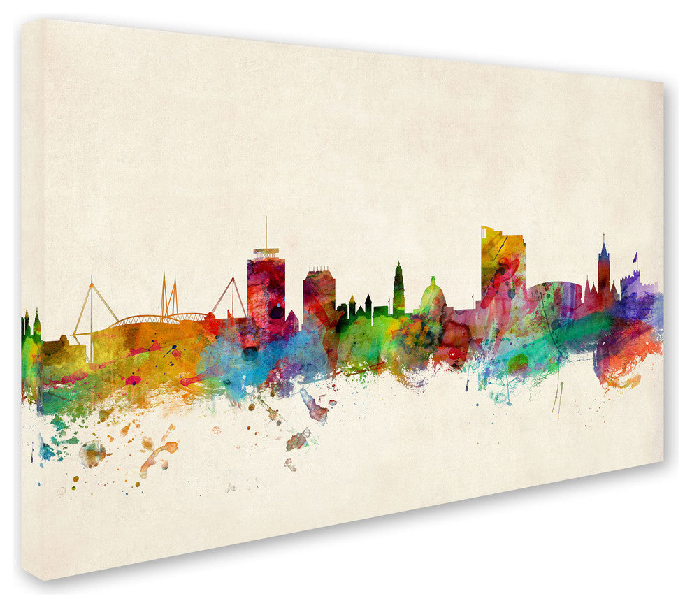 'Cardiff Wales Skyline' Canvas Art by Michael Tompsett