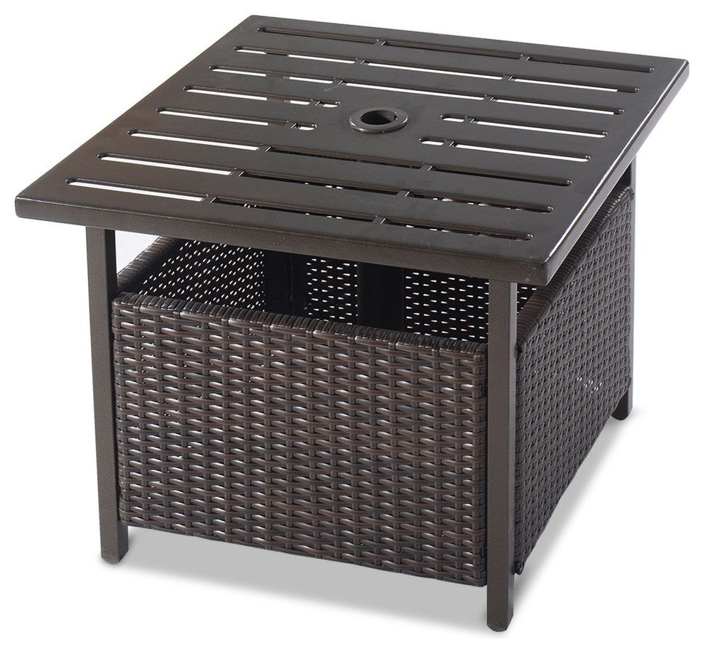 Modern Outdoor Rattan Wicker Steel Side Table