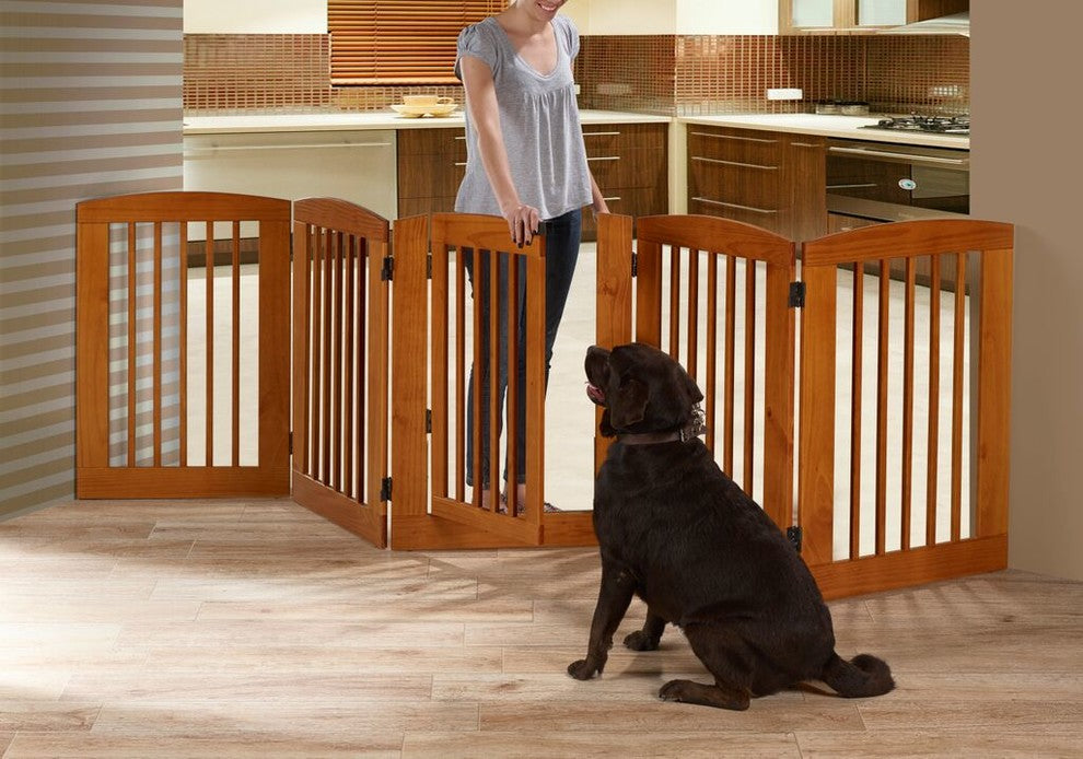 Ruffluv Single Panel Pet Gate, Large 36", Chestnut