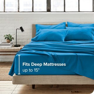 Bare Home 6-Piece Microfiber Sheet Set, Medium Blue, Full
