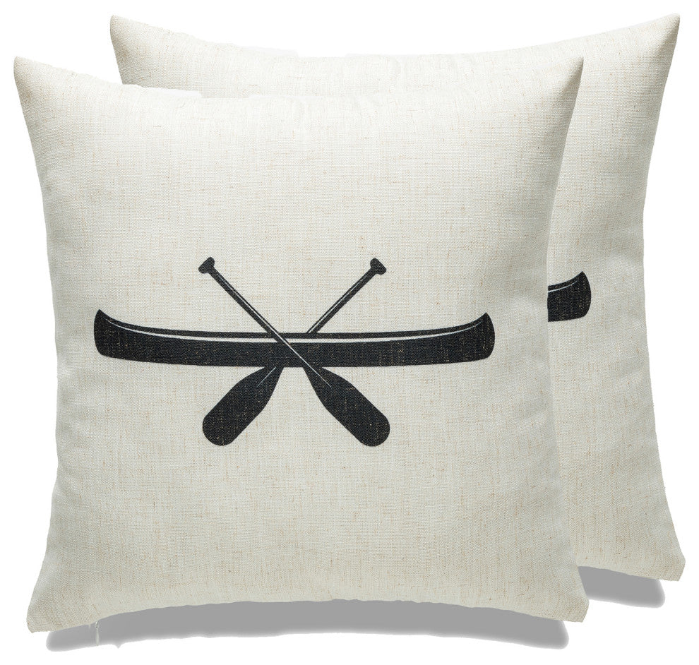 Cottage Icons Throw Pillow Set of 2, Canoe