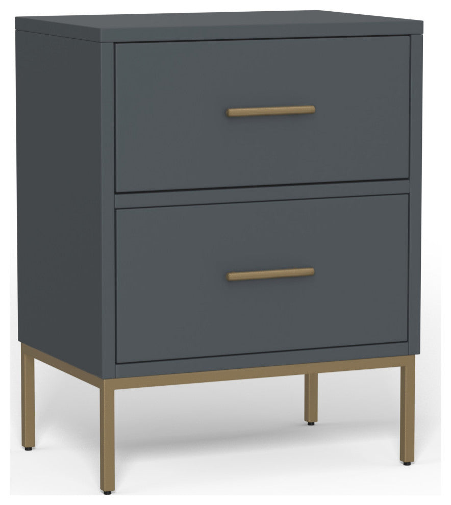 Madelyn Two Drawer Nightstand, Slate Gray