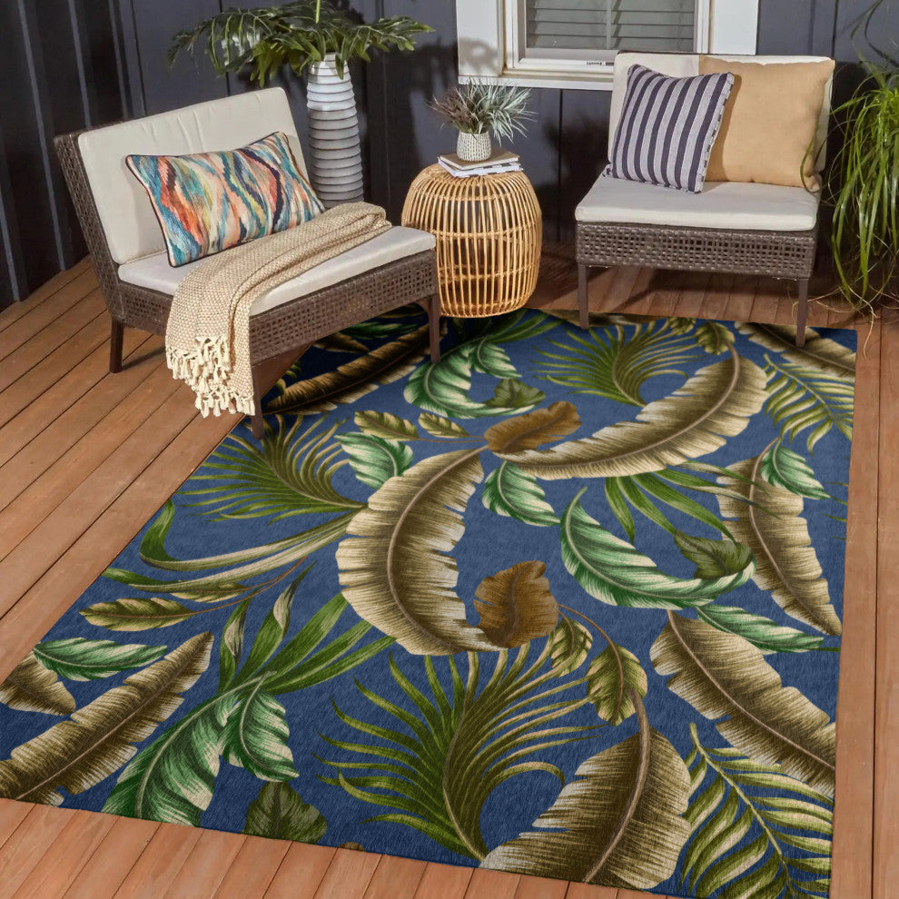 Indoor/Outdoor Tropics TC1 Indigo Machine Washable 8' x 10' Rug