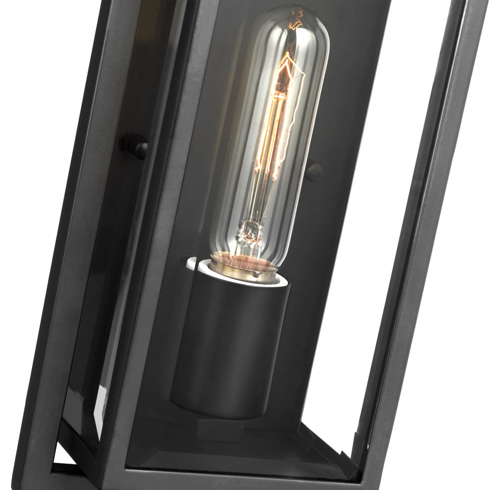 Exhibit 1-Light Small Wall Lantern, Matte Black/Clear Beveled Glass