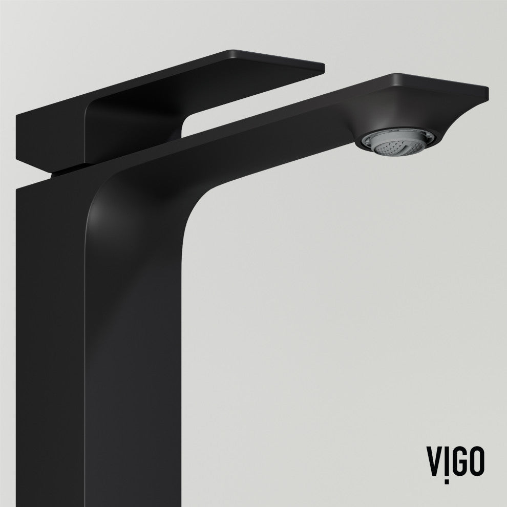 VIGO Dunn 11" H Single Handle Single Hole Bathroom Vessel Faucet, Matte Black