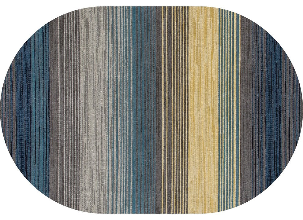 Bastille Heathered Stripe Blue 5'3"x7'7" Oval Area Rug