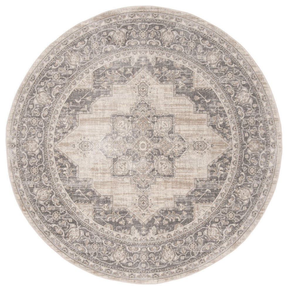 Safavieh Brentwood Bnt865B Rug, Cream/Gray, 6'7"x6'7" Round