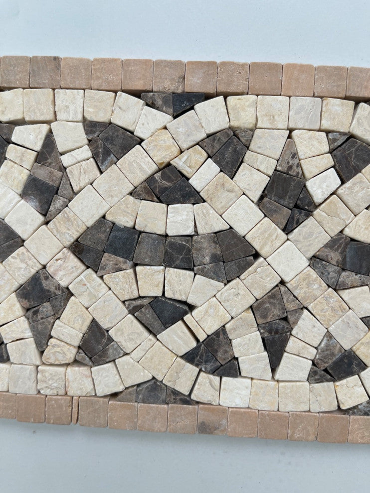Marble Mosaic Border Accent Listello Tile Cythera Sunny 4.7x12 Tumbled