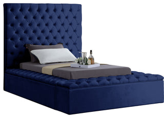 Bliss Velvet Upholstered  Bed, Navy, Twin