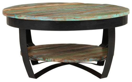 vidaXL Accent Table With Shelf, Solid Reclaimed Wood, 25.6"x12.6"