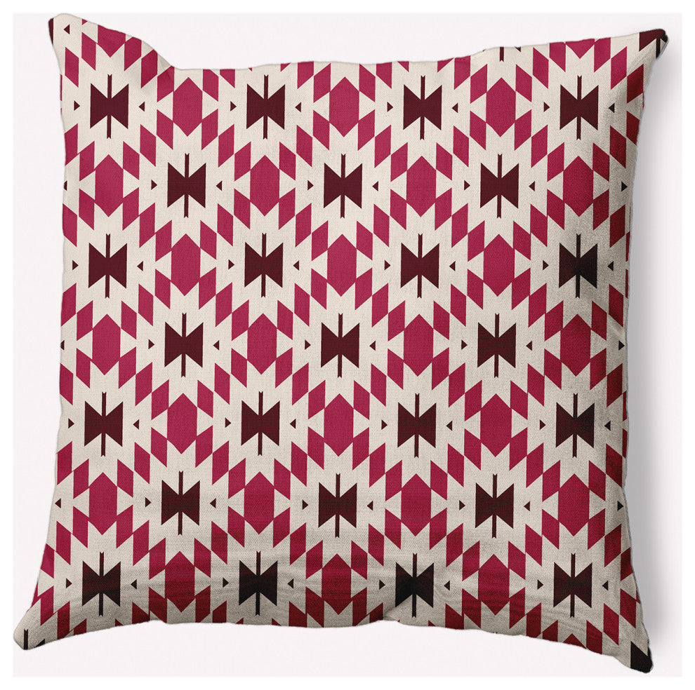 20" x 20" Geo Craze Indoor/Outdoor Polyester Throw Pillow, Cranberry