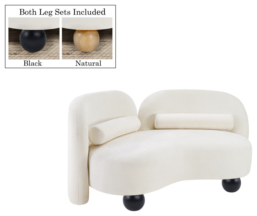 Daphne Upholstered Chair/Loveseat/Sofa, Cream, Chenille Fabric, Loveseat
