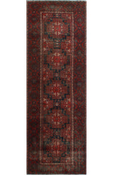 Semi Antique Cheri Red/Charcoal Runner, 3'3x9'6