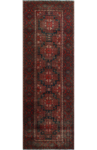 Semi Antique Cheri Red/Charcoal Runner, 3'3x9'6
