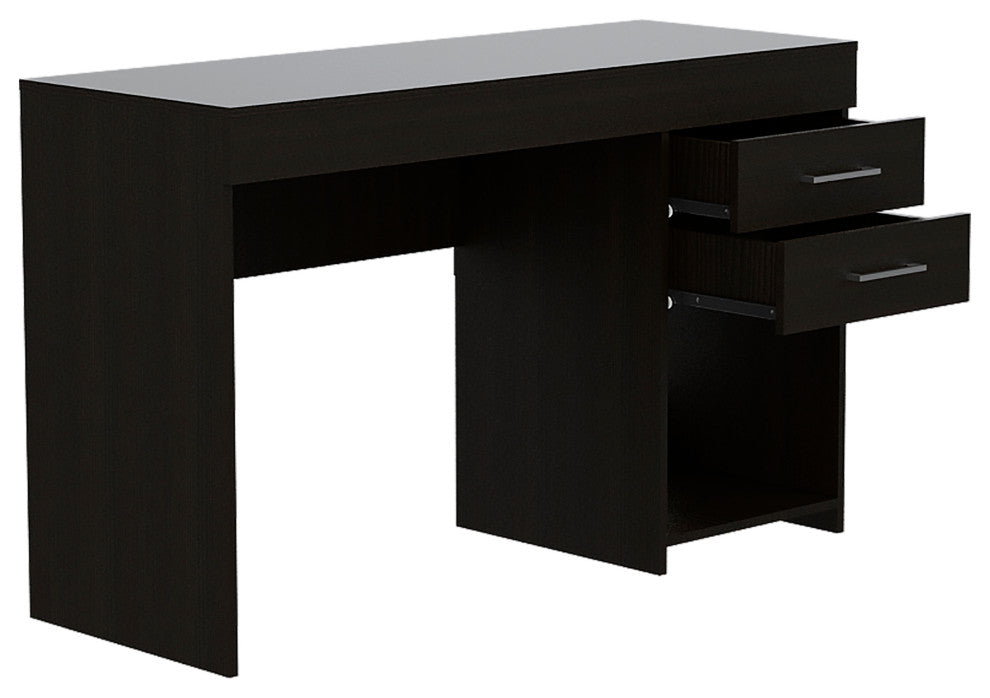 DEPOT E-SHOP Maui Computer Desk, 2 Drawers ,Black