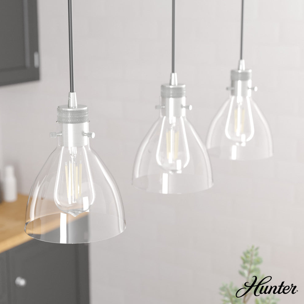 Hunter Van Nuys Brushed Nickel 3 Light Linear Cluster Ceiling Light