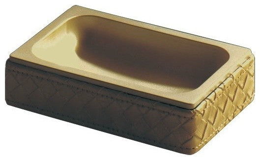 Rectangle Faux Leather Soap Dish, Gold
