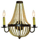 19" Iron Cream Beaded 2-Light Sconce, Romantic Old World Wall Pearl