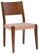 2 Pack Dining Chair, Wood Frame With Handwoven Rope Seat & Curved Back, Brown