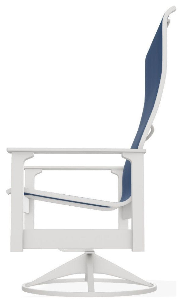 Leeward Sling Outdoor Swivel Rocker, Cobalt/Snow