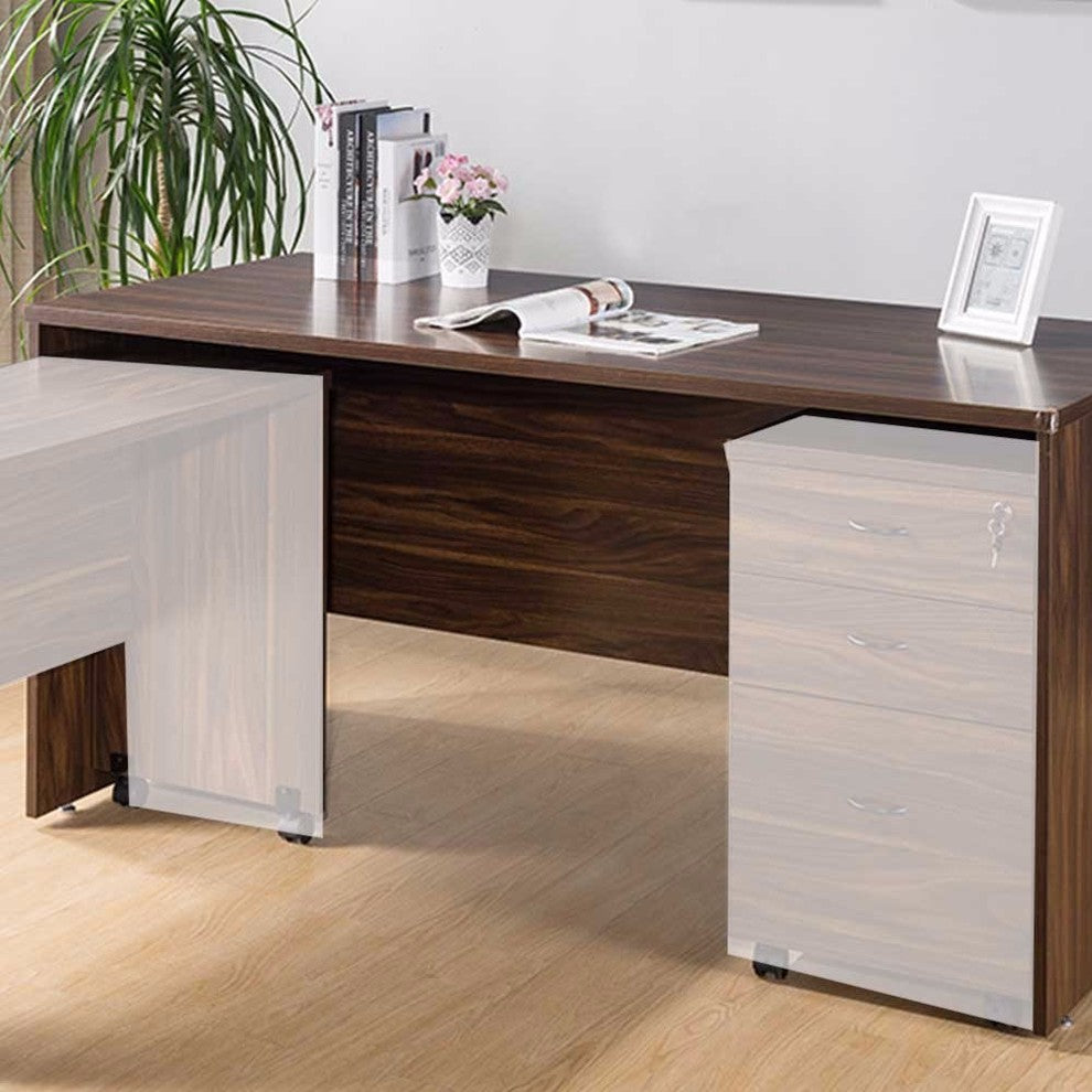 Simple Spacious Modern Desk, Dark Brown