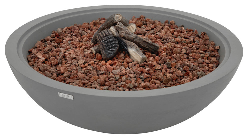 Rose Bowl Round Light Grey Concrete 48" Natural Gas Fire Bowl