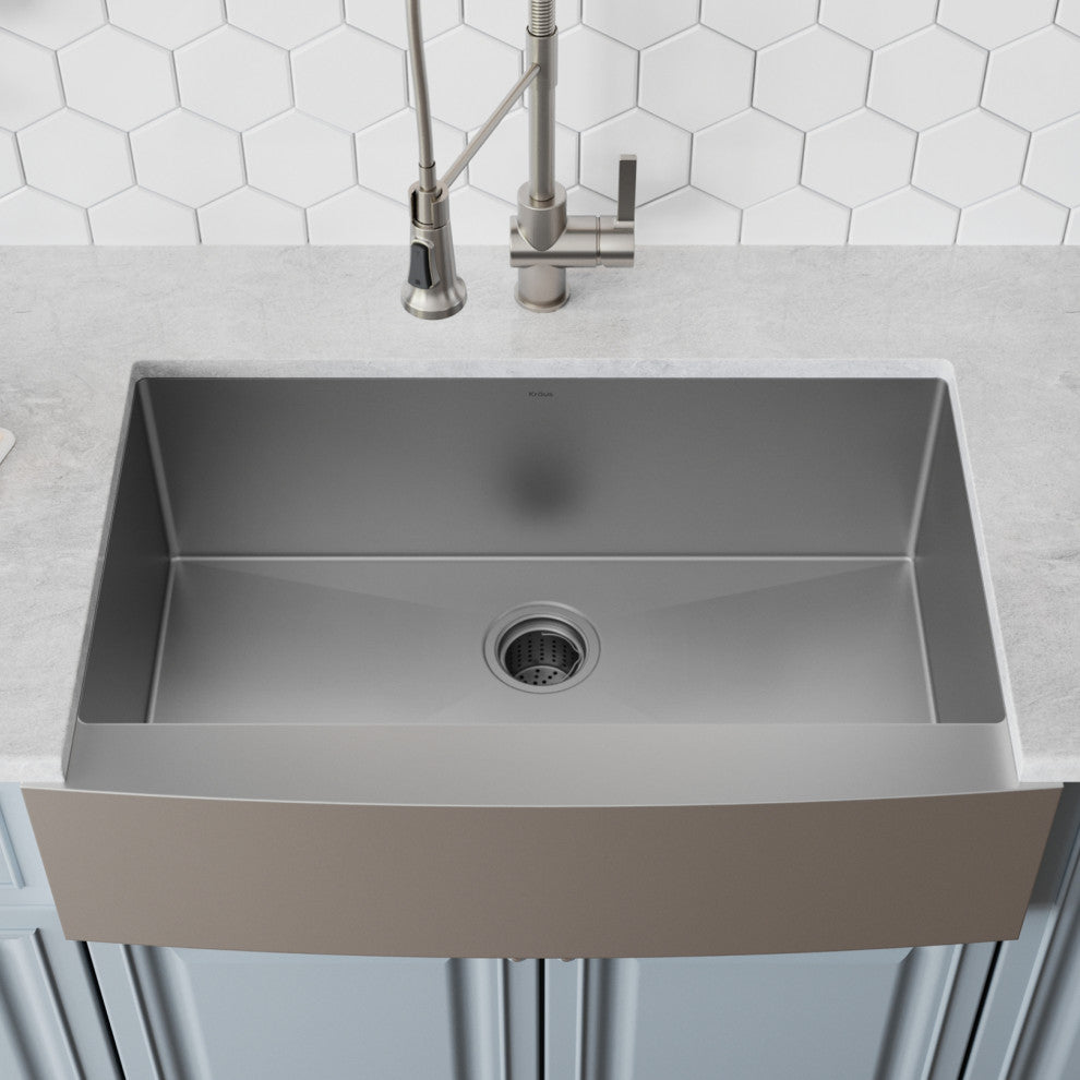 Standart PRO 33" Farmhouse Stainless Steel Kitchen Sink, Garbage Disposal