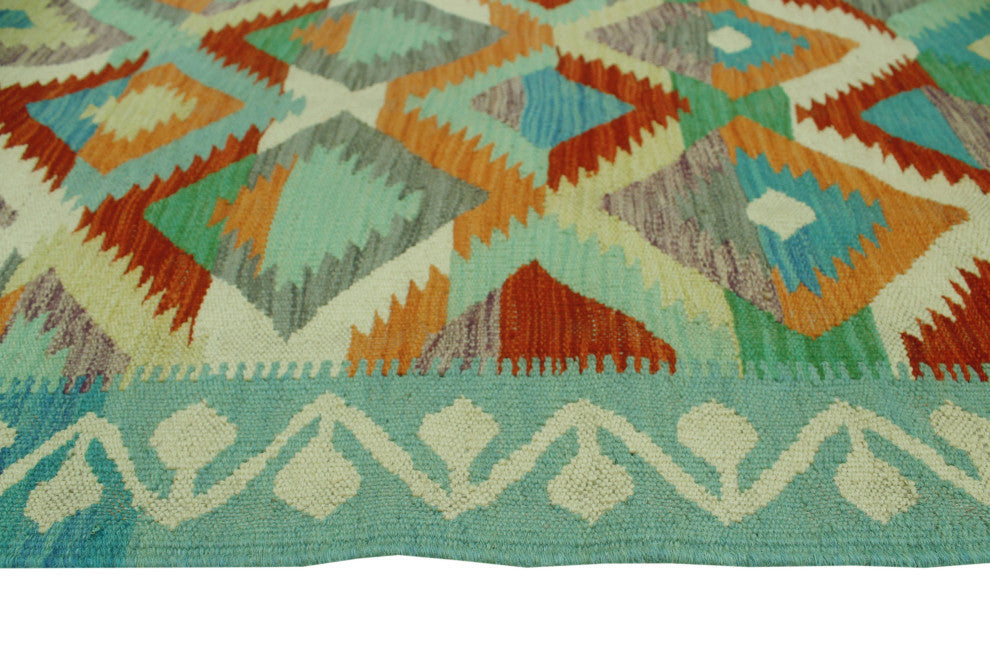 Sangat Kilim Fenhas Light Blue/Orange Runner, 2'6x7'10