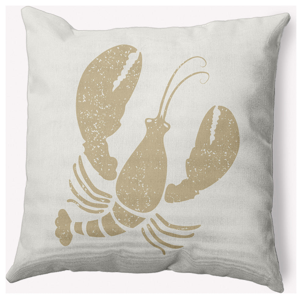 16x16" Lobster Nautical Decorative Indoor Pillow, White