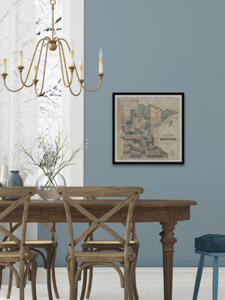 "Minnesota Township Map" Framed Painting Print, 18x18