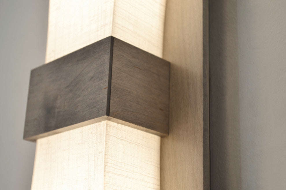 Aberdeen LED Sconce, Weathered Grey Finish, Linen White Shade