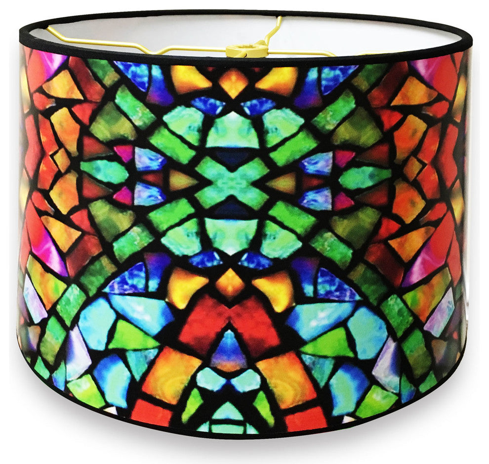 Decorative Handmade Lamp Shade, Mosaic Stained Glass Design, 10"x10"x8